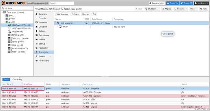 Proxmox VE 6.1从零带你了解之--虚拟机快照