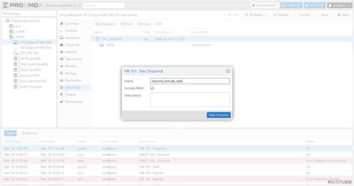 Proxmox VE 6.1从零带你了解之--虚拟机快照