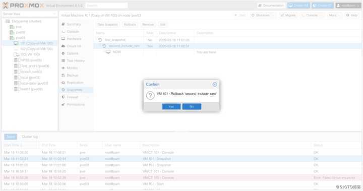 Proxmox VE 6.1从零带你了解之--虚拟机快照