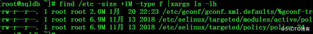 查找/etc目录下大于1M且类型为普通文件的所有文件