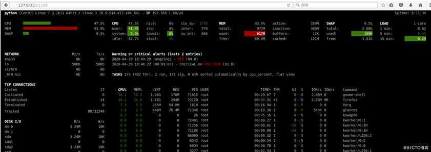 Python监控Linux系统（1）<dstat，glances，shell，dos2unix>