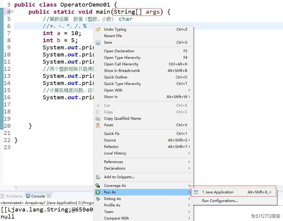 Java在运行项目时候，点击右键的弹框，没有java application这个选项
