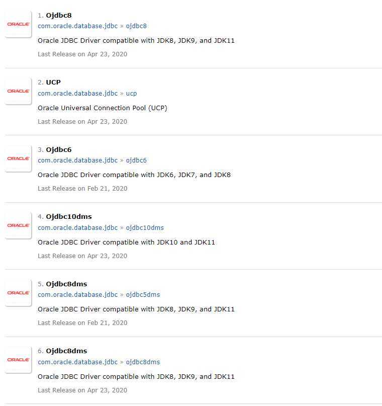 Maven中央仓库的Oracle相关依赖已经整合到新的groupId下