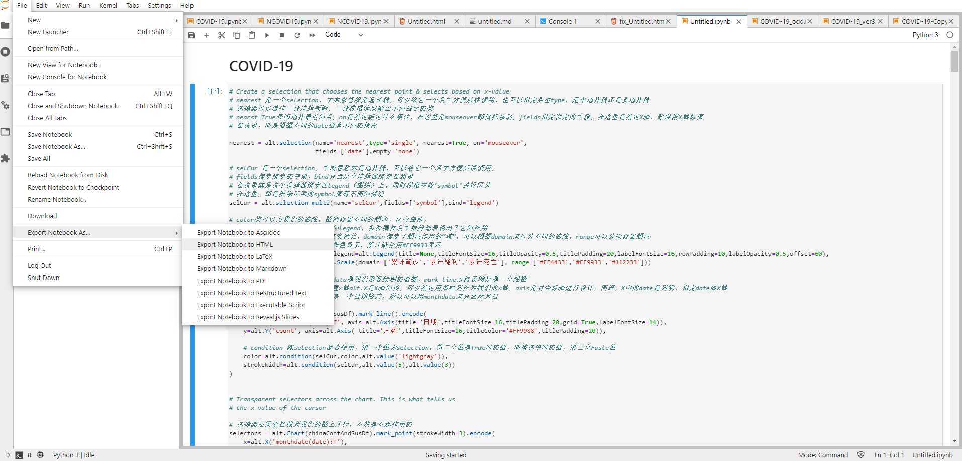 jupyter lab 导出html