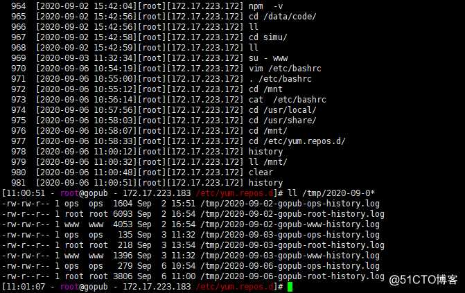 更新centos PS1 高亮显示，更加友好的显示，以及提示关键信息，命令记录与存储，切换目录自动显