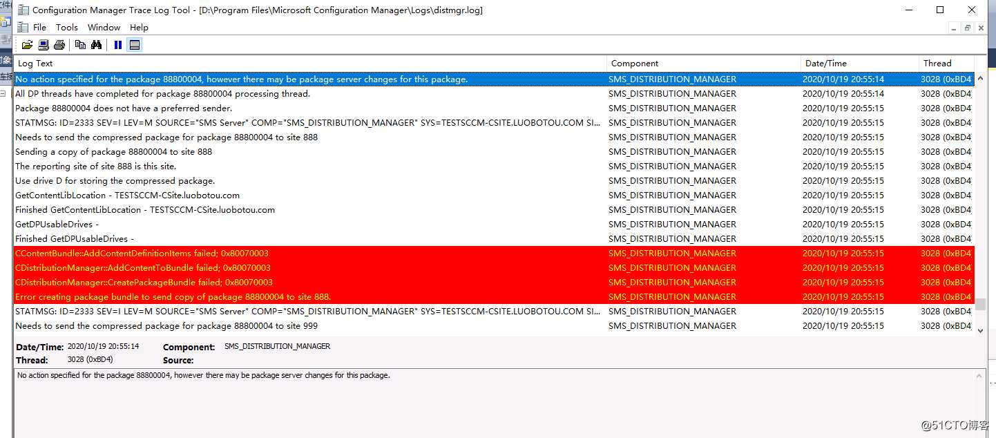 Configuration Manager 客户端升级XXX00004包分发失败