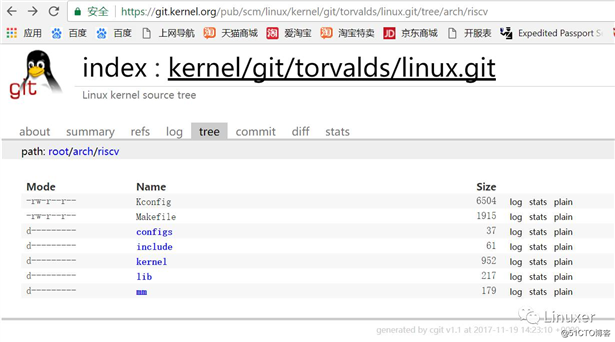 即将到来的Linux 4.15内核中RISC-V被合并的git log