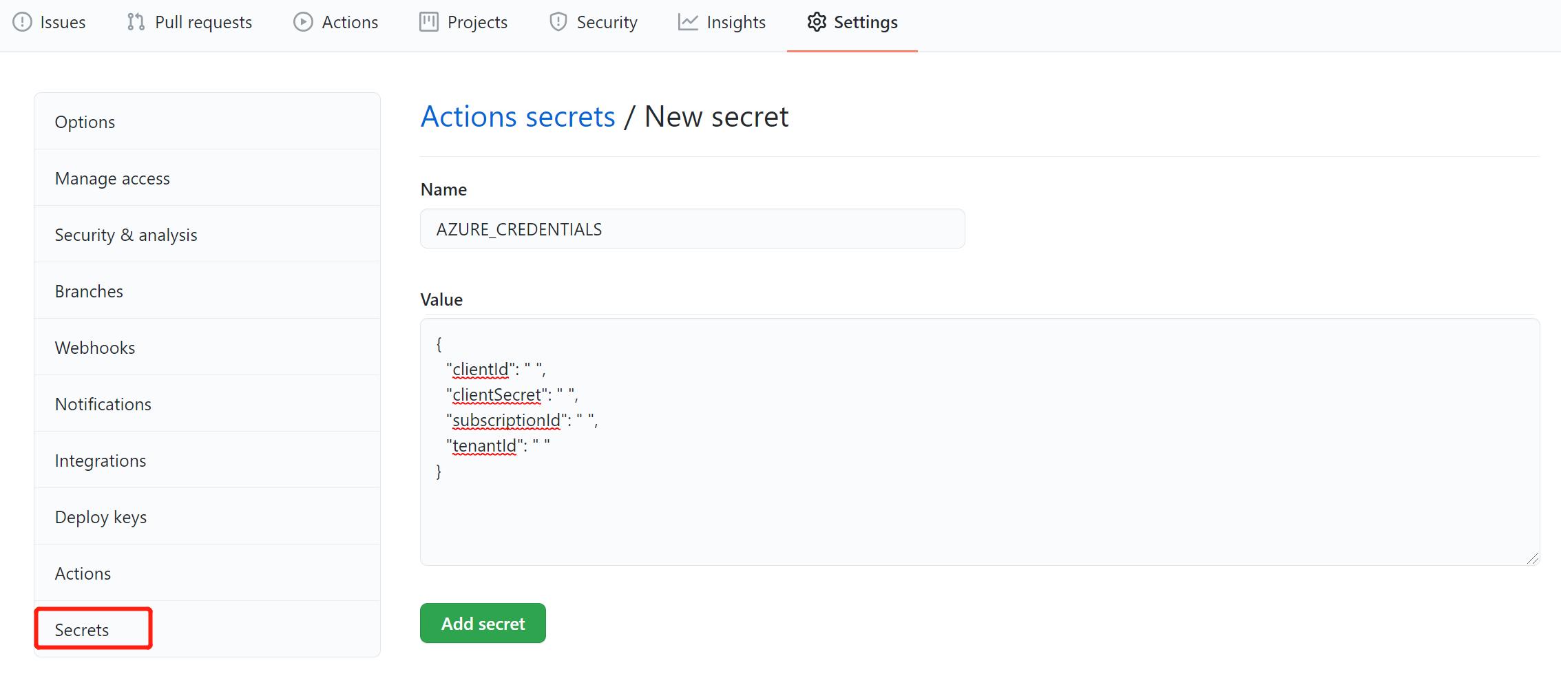 新建Secret