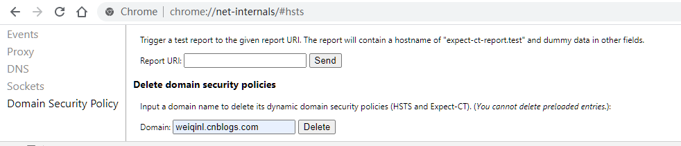 Delete domain security policies