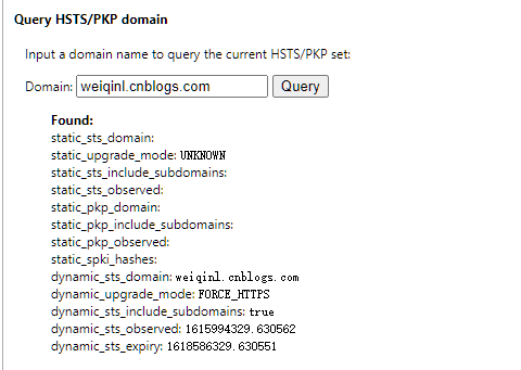 Query HSTS/PKP domain