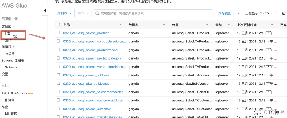 使用Glue抓取Azure SQL Database的数据库