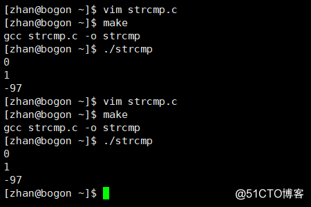 strcmp的返回值  字符串比较