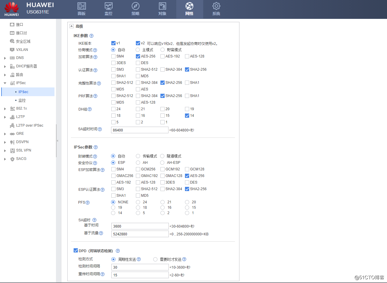 华为防火墙配置IPsec***详解