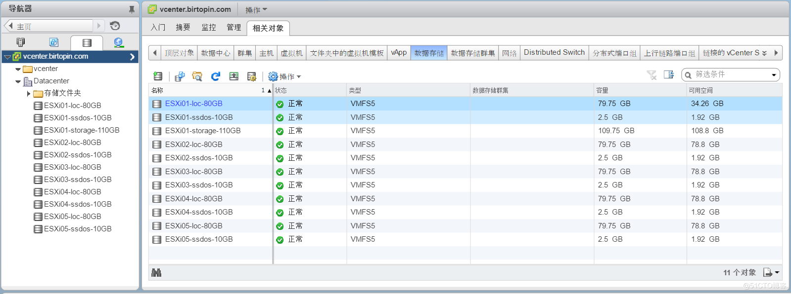 4.11 在vSphere模拟环境中给ESXi主机添加数据存储