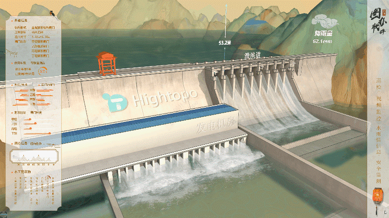 特色国风数字孪生智慧大坝 3d 可视化